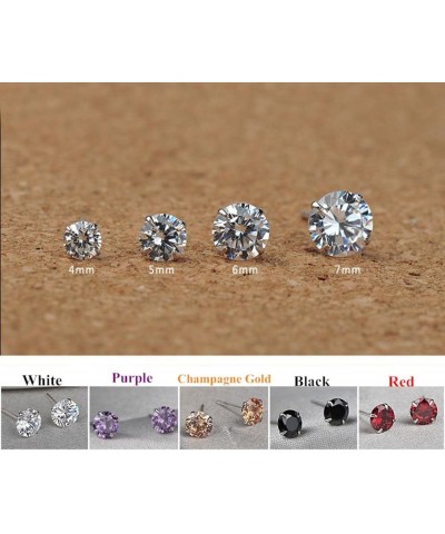 4 Pairs Set Sterling Silver Round Cut Small Stud Earrings for Weddings Lovers Womens/Mens Green $10.25 Earrings