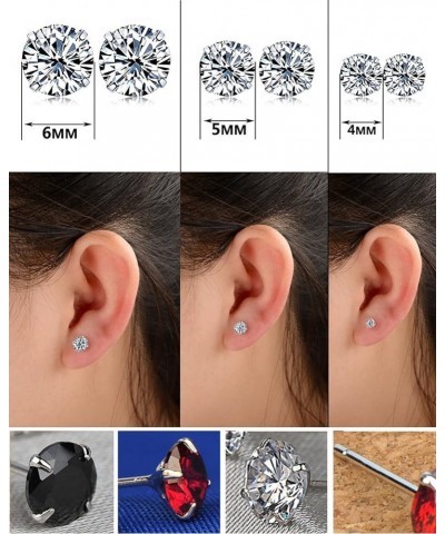 4 Pairs Set Sterling Silver Round Cut Small Stud Earrings for Weddings Lovers Womens/Mens Green $10.25 Earrings