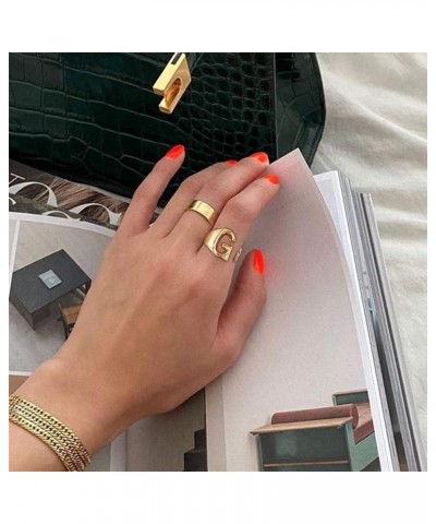 Initial Ring 18K Gold Plated Letter Rings for Women Open Adjustable Rings Chunky Initial Ring Bold Statement Rings N-Gold $10...