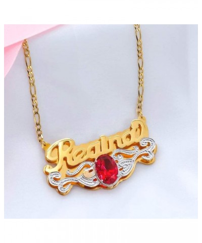 Double Plate Personalized Name Necklace with Heart Two Tone 18K Gold-Plated Custom Heart Necklace for Women Teen Girls Jewelr...