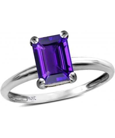 Solid 10k Gold Classic Octagon Emerald Cut 8x6mm Solitaire Engagement Promise Ring Amethyst $119.69 Rings