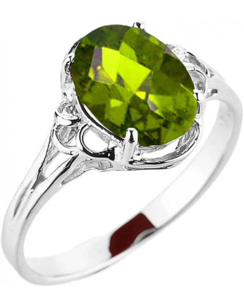 10k Gold August Birthstone Oval Peridot Gemstone Solitaire Ring White Gold $67.65 Rings