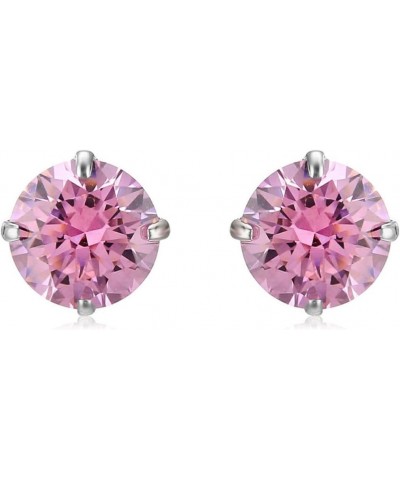 10K White Gold 5MM Round Pink Cubic Zirconia Solitaire Stud Earrings $26.99 Earrings