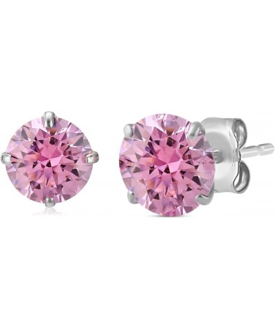 10K White Gold 5MM Round Pink Cubic Zirconia Solitaire Stud Earrings $26.99 Earrings