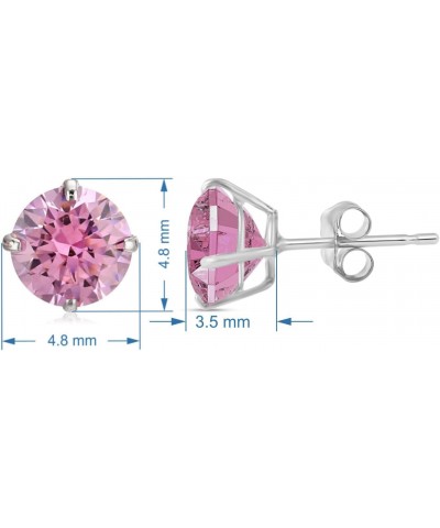 10K White Gold 5MM Round Pink Cubic Zirconia Solitaire Stud Earrings $26.99 Earrings