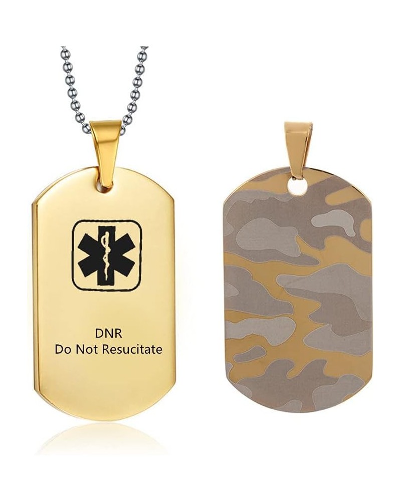 Medical Alert Necklaces for Men Women Stainless Steel Camo Military Dog Tag Emergency ID Identification Pendant Necklace Heal...