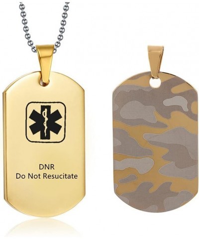 Medical Alert Necklaces for Men Women Stainless Steel Camo Military Dog Tag Emergency ID Identification Pendant Necklace Heal...