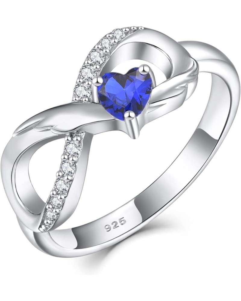 Infinity Promise Ring 925 Sterling Silver Angel Wings Heart Ring for Women Size 5-10 09-Sapphire-Sept $27.50 Rings