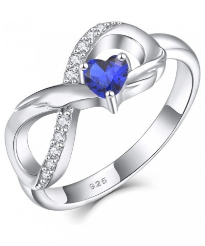 Infinity Promise Ring 925 Sterling Silver Angel Wings Heart Ring for Women Size 5-10 09-Sapphire-Sept $27.50 Rings