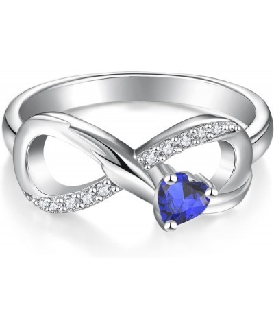 Infinity Promise Ring 925 Sterling Silver Angel Wings Heart Ring for Women Size 5-10 09-Sapphire-Sept $27.50 Rings