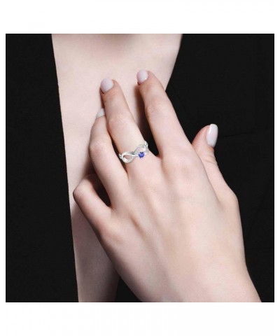 Infinity Promise Ring 925 Sterling Silver Angel Wings Heart Ring for Women Size 5-10 09-Sapphire-Sept $27.50 Rings