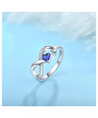 Infinity Promise Ring 925 Sterling Silver Angel Wings Heart Ring for Women Size 5-10 09-Sapphire-Sept $27.50 Rings