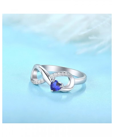 Infinity Promise Ring 925 Sterling Silver Angel Wings Heart Ring for Women Size 5-10 09-Sapphire-Sept $27.50 Rings