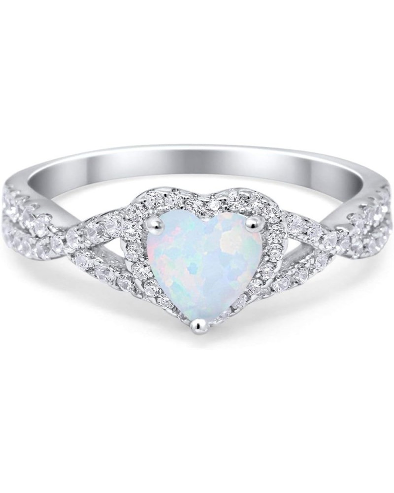 Heart Promise Ring Infinity Shank Round Simulated Cubic Zirconia 925 Sterling Silver Lab White Opal CZ $13.99 Rings