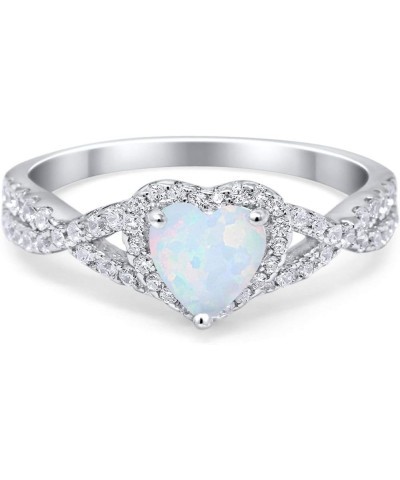 Heart Promise Ring Infinity Shank Round Simulated Cubic Zirconia 925 Sterling Silver Lab White Opal CZ $13.99 Rings