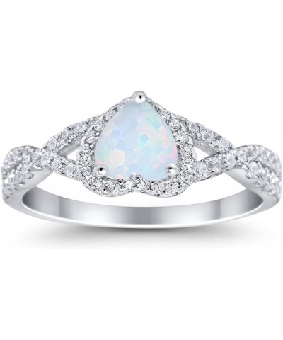 Heart Promise Ring Infinity Shank Round Simulated Cubic Zirconia 925 Sterling Silver Lab White Opal CZ $13.99 Rings