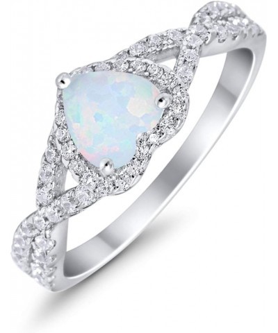 Heart Promise Ring Infinity Shank Round Simulated Cubic Zirconia 925 Sterling Silver Lab White Opal CZ $13.99 Rings