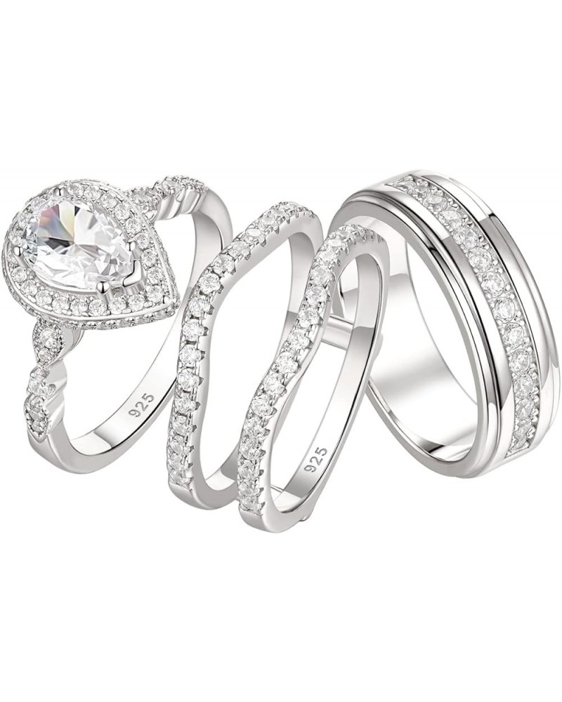 Wedding Ring Sets for Him and Her AAAAA Cz Promise Rings for Couples Women Mens Band Size 4-13 Men's Size 10 & Women's Size 6...