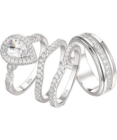 Wedding Ring Sets for Him and Her AAAAA Cz Promise Rings for Couples Women Mens Band Size 4-13 Men's Size 10 & Women's Size 6...