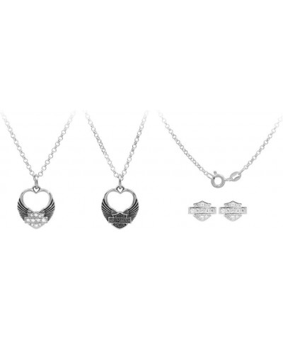 Harley-Davidson Womens Winged Heart Necklace & Earrings Gift Set, Silver HDS0004 $57.48 Jewelry Sets