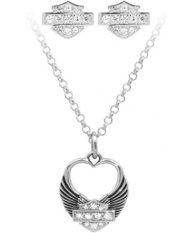 Harley-Davidson Womens Winged Heart Necklace & Earrings Gift Set, Silver HDS0004 $57.48 Jewelry Sets