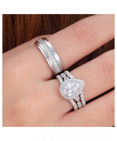 Wedding Ring Sets for Him and Her AAAAA Cz Promise Rings for Couples Women Mens Band Size 4-13 Men's Size 10 & Women's Size 6...