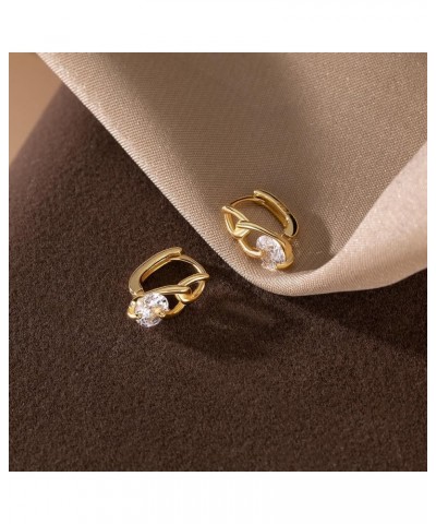 Solid 925 Sterling Silver CZ Small Hoop Earrings for Women Teen Girls Link Huggie Earrings Hypoallergenic B-Gold $9.71 Earrings