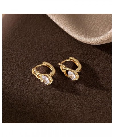 Solid 925 Sterling Silver CZ Small Hoop Earrings for Women Teen Girls Link Huggie Earrings Hypoallergenic B-Gold $9.71 Earrings