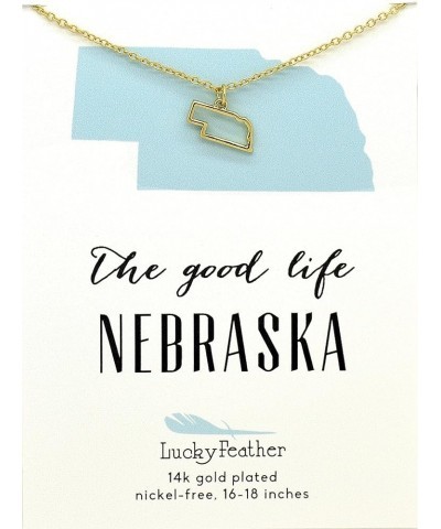 State Necklace 14K Gold-Dipped Pendant on Adjustable 16”-18” Chain Nebraska $10.57 Necklaces