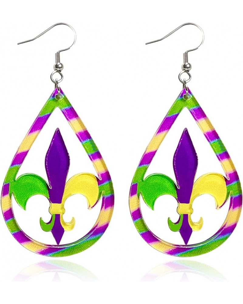 Mardi Gras Earrings for Women Acrylic Carnival Dangle Earrings Mardi Gras Outfit for Women Mardi Gras Accessories Jewelry Gif...