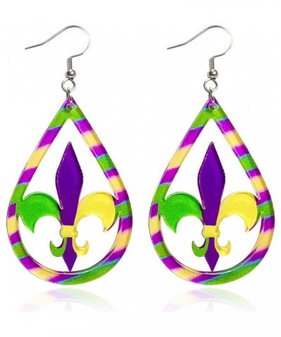 Mardi Gras Earrings for Women Acrylic Carnival Dangle Earrings Mardi Gras Outfit for Women Mardi Gras Accessories Jewelry Gif...