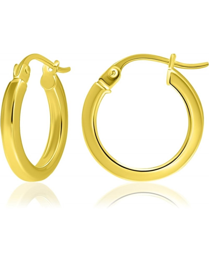 Sterling Silver Polished Finish Square-Tube Hoop Earrings 0.07" Wide 0.59"-1.77" Diameter Yellow Gold 15.0 Millimeters $15.95...