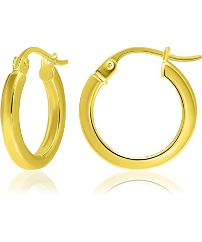 Sterling Silver Polished Finish Square-Tube Hoop Earrings 0.07" Wide 0.59"-1.77" Diameter Yellow Gold 15.0 Millimeters $15.95...