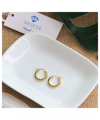 Sterling Silver Polished Finish Square-Tube Hoop Earrings 0.07" Wide 0.59"-1.77" Diameter Yellow Gold 15.0 Millimeters $15.95...