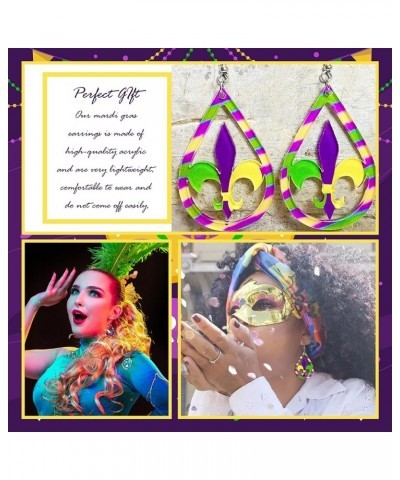 Mardi Gras Earrings for Women Acrylic Carnival Dangle Earrings Mardi Gras Outfit for Women Mardi Gras Accessories Jewelry Gif...