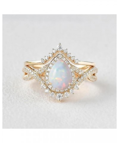 10K 14K 18K Gold Infinity Opal Wedding Rings Sets,1 Carat Center Opal Engagement Ring Sets with Moissanite for Her Women Gift...