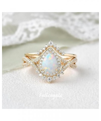 10K 14K 18K Gold Infinity Opal Wedding Rings Sets,1 Carat Center Opal Engagement Ring Sets with Moissanite for Her Women Gift...