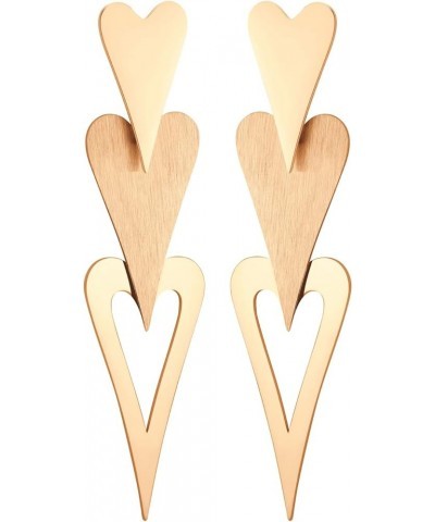 ‎Stainless Steel Trio Heart Dangle Earrings for Women & Girls Rose Gold $9.68 Earrings