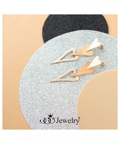 ‎Stainless Steel Trio Heart Dangle Earrings for Women & Girls Rose Gold $9.68 Earrings