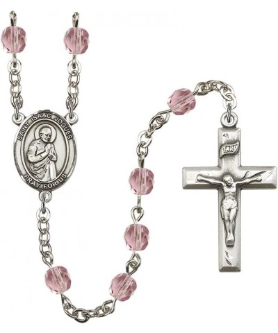 Saint Isaac Jogues Birthstone Catholic Rosary Beads for Men Women, Made in USA Light Amethyst $63.49 Necklaces