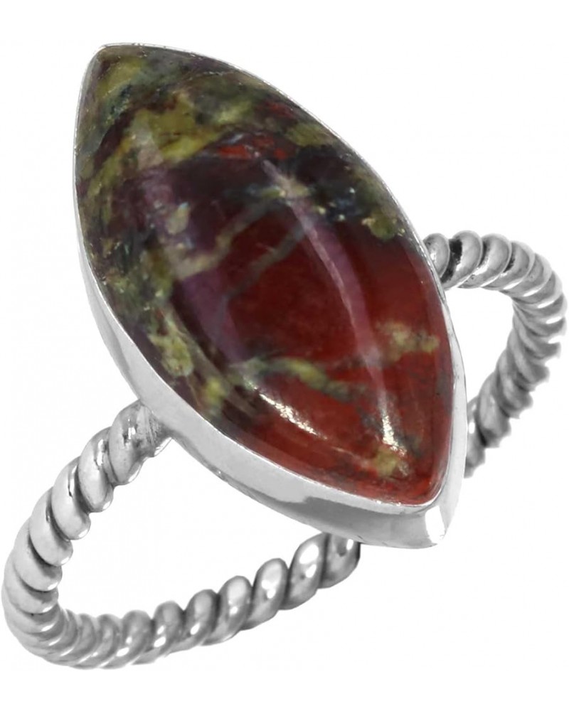 925 Sterling Silver Handmade Ring for Women 8x16 Marquoise Gemstone Fashion Jewelry for Gift (99138_R) Dragon Blood Jasper $2...