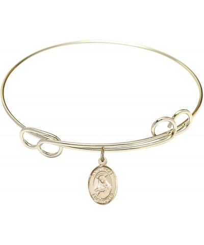 Round Double Loop Bangle Bracelet w/St. Rose of Lima in Gold-Filled 7.5 Inches $48.47 Bracelets