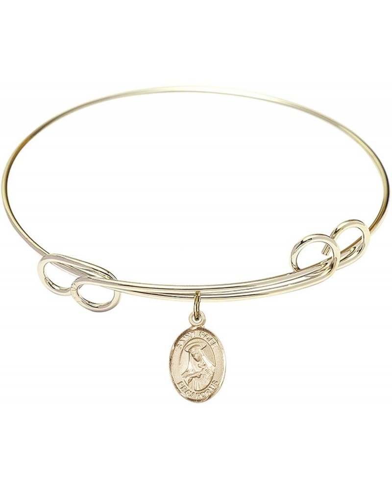 Round Double Loop Bangle Bracelet w/St. Rose of Lima in Gold-Filled 7.5 Inches $48.47 Bracelets