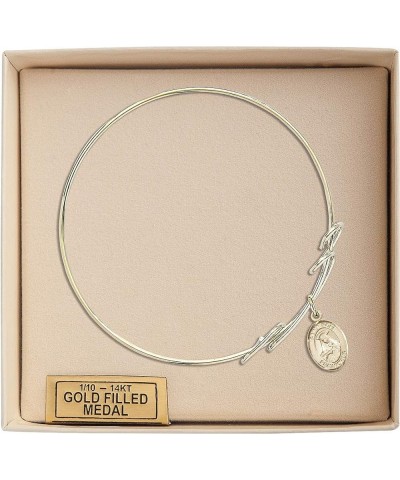 Round Double Loop Bangle Bracelet w/St. Rose of Lima in Gold-Filled 7.5 Inches $48.47 Bracelets