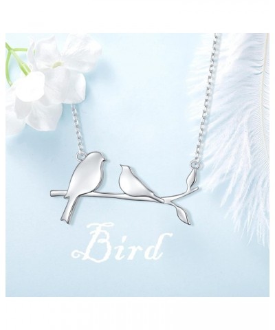 925 Sterling Silver Cute Animal Family Bird Necklace Birds on Branch Necklace for Mom from Daughter Son 2 Birds - Sterling Si...