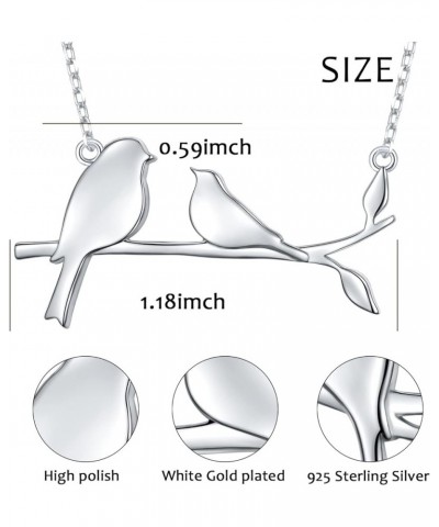 925 Sterling Silver Cute Animal Family Bird Necklace Birds on Branch Necklace for Mom from Daughter Son 2 Birds - Sterling Si...