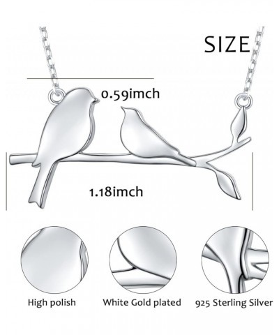 925 Sterling Silver Cute Animal Family Bird Necklace Birds on Branch Necklace for Mom from Daughter Son 2 Birds - Sterling Si...