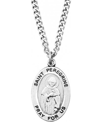 Religious Saint Medal Pendant On Claspless Stainless Steel Curb Chain Necklace With Biography And Picture Folder, 24 St Pereg...