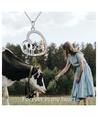 Cow Necklace Cow Gift Pendant 925 Sterling Silver Cow Jewelry Birthday Valentine's Day Gifts for Teen Girls Cow Lovers Cow an...