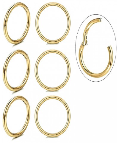 Unisex Dainty Tiny 18k Real Gold Plating Cartilage Huggie Hoop Earrings, 16G Surgical Steel Small Endless Hinged Hoops Earrin...